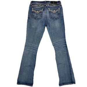 Miss Me Jeans 31x32 Wing Embroidery Mid Rise Easy Boot Bling Flap Pockets